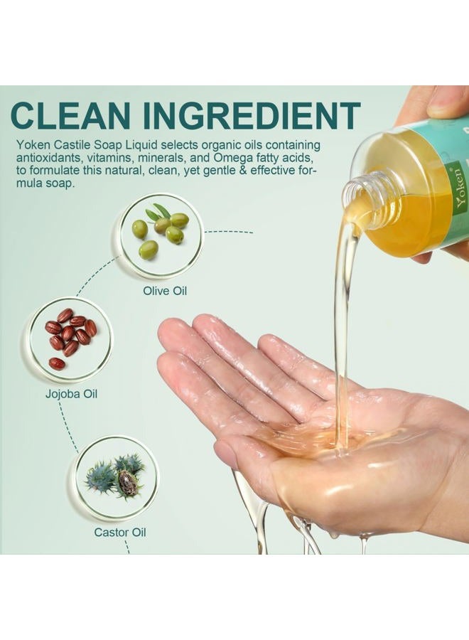Yoken Pure Castile Liquid Soap Organic (EWG Verified, Unscented, 8 OZ), Made with Organic Oils, No Added Fragrance, Vegan, Castile Soap Liquid for Face, Laundry, Dishes, Sensitive Skin, Travel Soap - Image 4