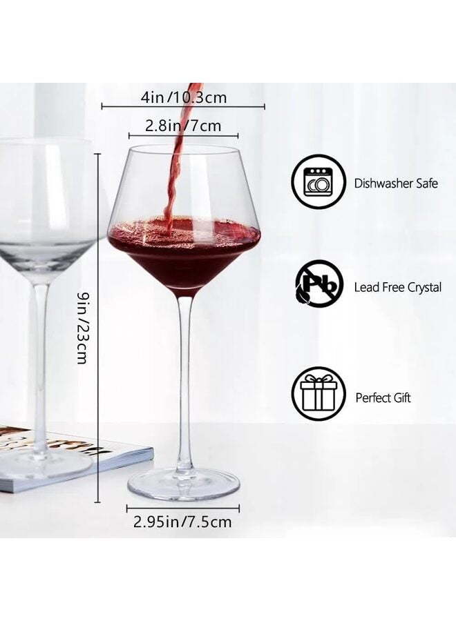 Red Wine Glasses Set of 6, Long Stem Crystal Wine Glasses, Burgundy Wine Glass with Gift Box, 23 oz Large Wine Glasses With Stem for Wedding Anniversary Birthday Gifts - Image 2