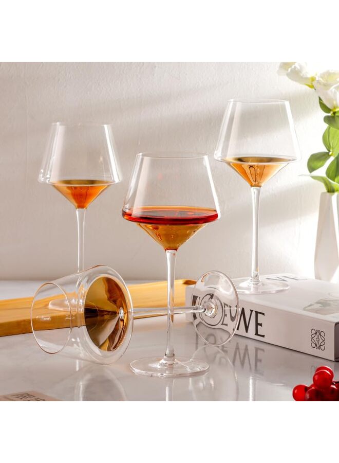 Red Wine Glasses Set of 6, Long Stem Crystal Wine Glasses, Burgundy Wine Glass with Gift Box, 23 oz Large Wine Glasses With Stem for Wedding Anniversary Birthday Gifts - Image 3