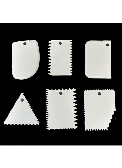 Spot Three-piece Cream Scraper Sawtooth Arc Scraper Decorating Tool Baking Cut DIY Plastic Scraper-Specifications:Three-piece Scraper Sawtooth-Color:White.