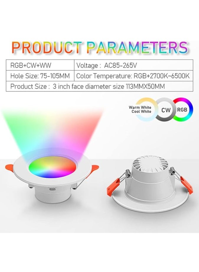 General 4 Pack 4.5 Inch LED Ceiling Light Smart App Slim 15W Dimmable RGBW 3000K-6000K Color Changing Ceiling Light with Timer App Control for Living Room Bedroom  - Image 4