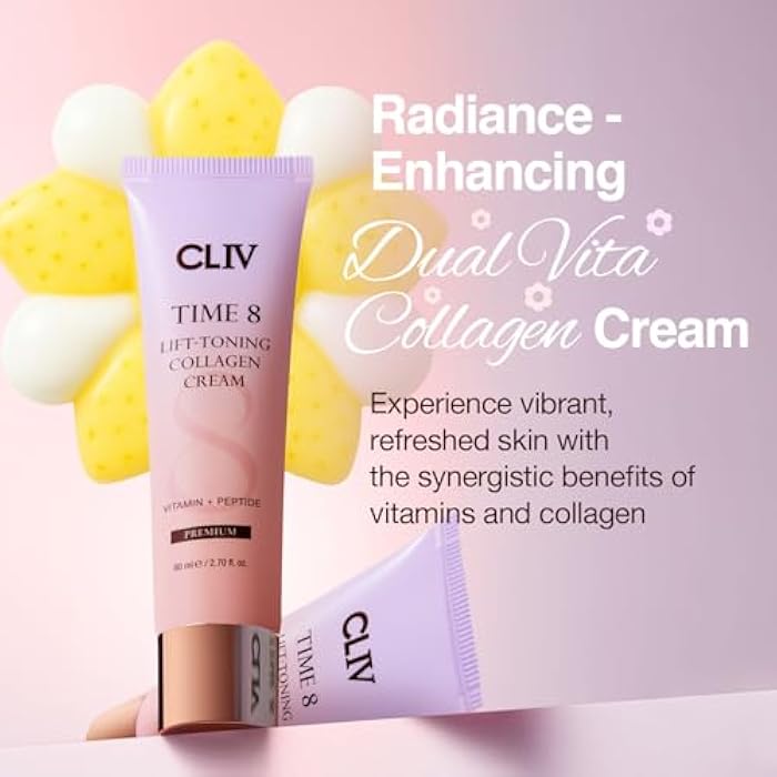CLIV Time 8 Lift Toning Collagen Cream – Korean Skincare Hydrating Face Moisturizer with Peptides, Niacinamide & Multi-Vitamin Complex – 2.7 fl oz (80ml) - Image 2