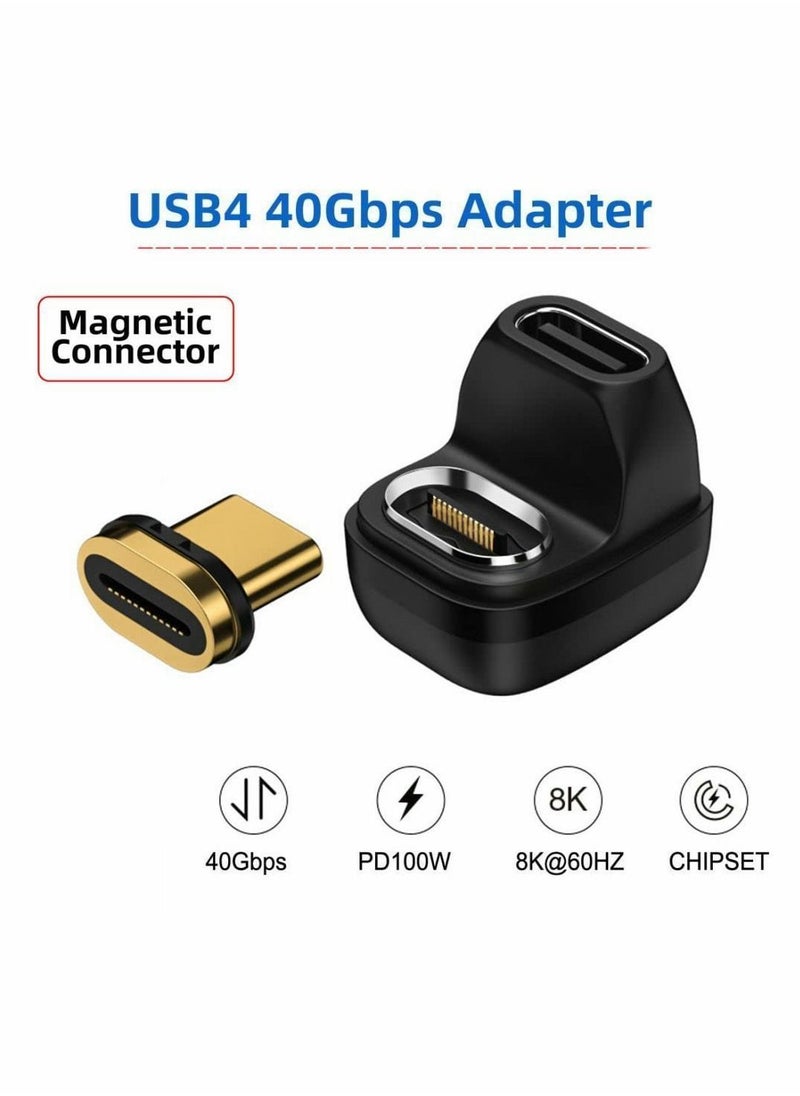 Y&D USB C Magnetic Adapter, USB4.0 Type Male to Female Opposite U Shape Back Angled 24 Pins Support Thunderbolt 4, PD 100W Charge, 40Gb/s Data Transfer, 8K Video Adapter for MacBook Devices  - Image 2