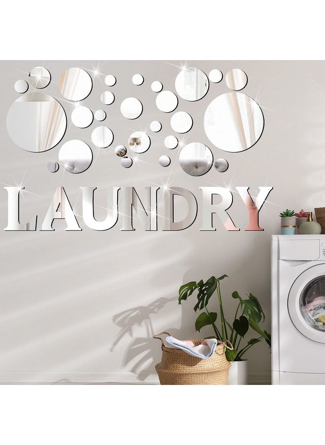Zonon - 3D Acrylic Mirror Wall Stickers Laundry Room Mirror Wall Decal Circle Mirror Diy Wall Sticker Laundry Room Wall Stickers Acrylic Decorative Mirror Wall Stickers For Laundry Room Wall Decorations - Image 1