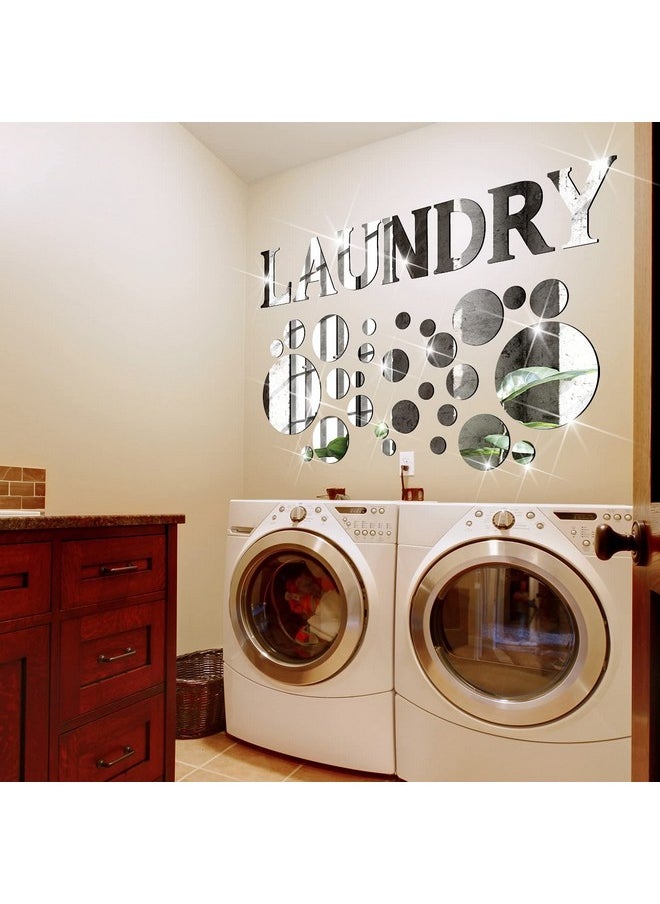 Zonon - 3D Acrylic Mirror Wall Stickers Laundry Room Mirror Wall Decal Circle Mirror Diy Wall Sticker Laundry Room Wall Stickers Acrylic Decorative Mirror Wall Stickers For Laundry Room Wall Decorations - Image 1