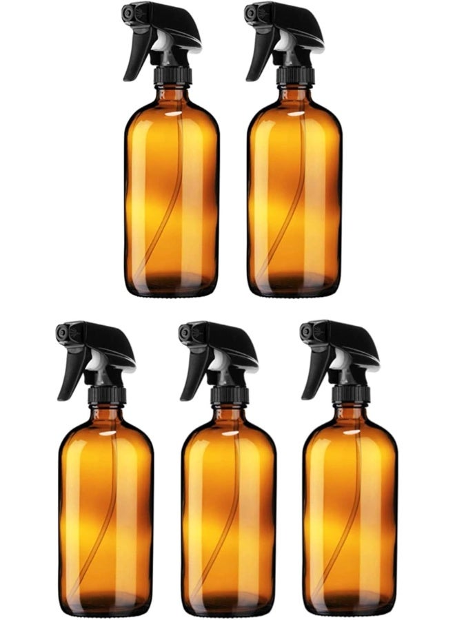 FUFU 8oz Amber Glass Boston Spray Bottles (5 Pack) With fog and airflow settings - Image 1