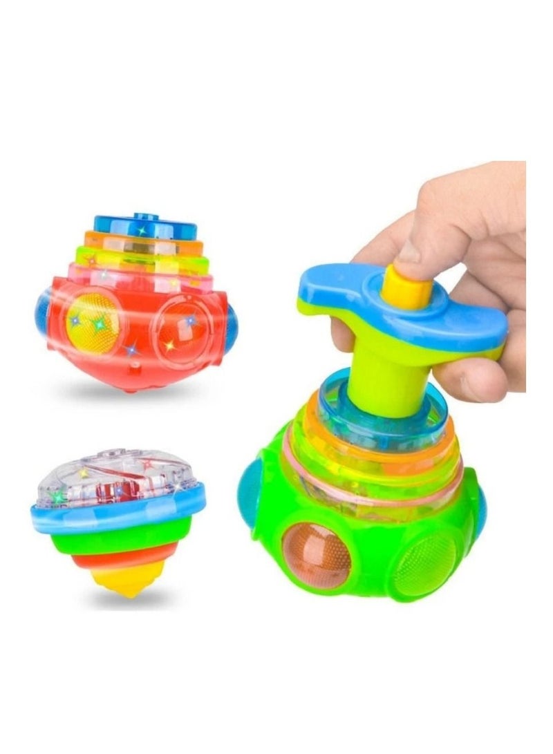 Kids Music Rotating Gyro Spin Toys LED Flashing Gyro Peg - Image 1