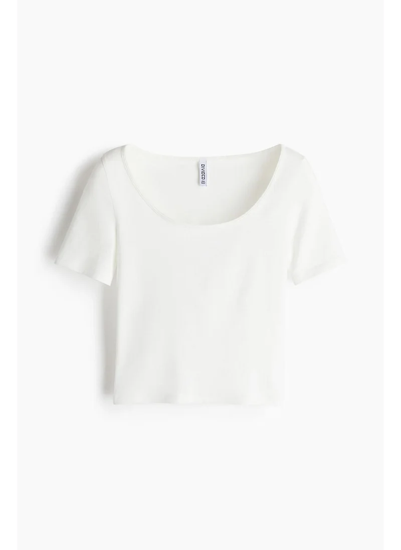 H&M Cropped scoop-neck T-shirt
