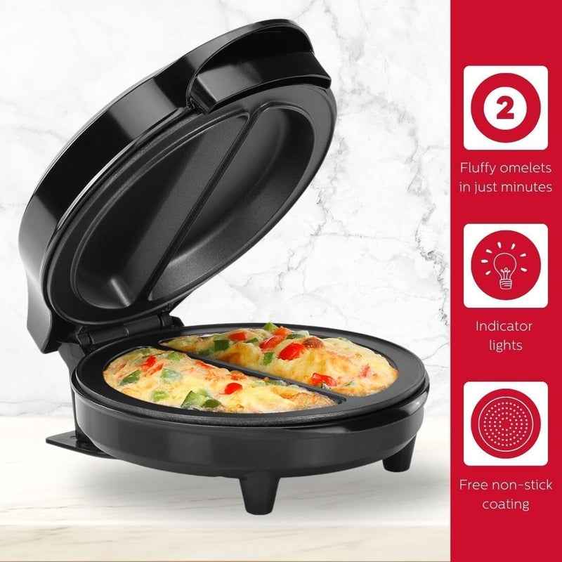 NEXXON EXPORT NEXXON Electric Omelette Maker NonStick Automatic Omelet Maker Dual Section Egg Cooker Machine for Quick Easy Breakfast Compact Portable Kitchen Appliance Best Omelette Maker  - Image 3
