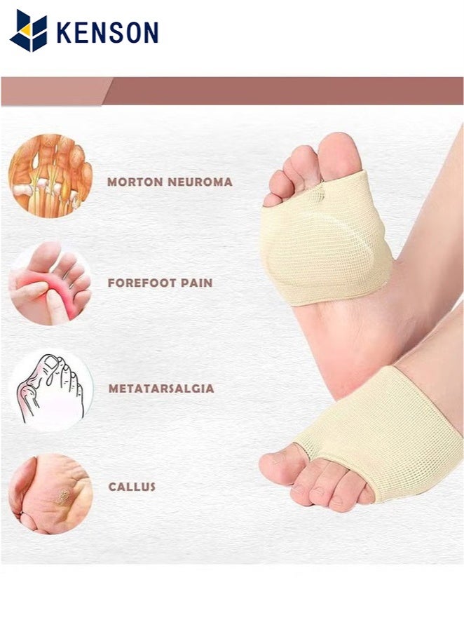 KENSON Metatarsal Pads Ball of Foot Cushions Metatarsal Foot Pads for Pain Relief, Gel Pads Cushion for Metatarsalgia Neuroma Fabric Metatarsal Sleeve Pads for Women/Men, Beige(1 Pair) - Image 3