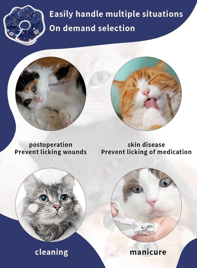 SUSWIM Cute,Soft Cat Recovery Collar,Adjustable Pet Cat Cone Collar,Pet Neck Donut Protective Recovery Cone for Cat-Comfortable Lightweight Elizabethan Collar for Kitten Prevent from Lick Wound - Image 2