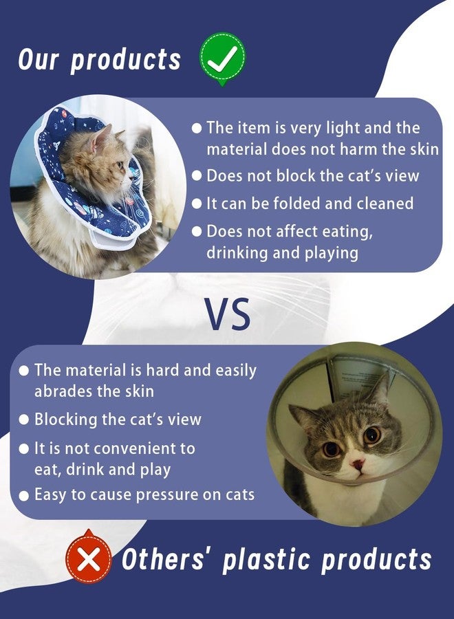 SUSWIM Cute,Soft Cat Recovery Collar,Adjustable Pet Cat Cone Collar,Pet Neck Donut Protective Recovery Cone for Cat-Comfortable Lightweight Elizabethan Collar for Kitten Prevent from Lick Wound - Image 5