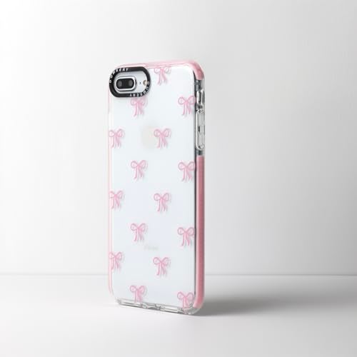 Dumkery Girly Phone Case Compatible with iPhone 7 Plus, Bow Cute Aesthetic Pattern, iPhone 8 Plus Cases, Soft TPU Shockproof Bumper Cover for Girls Women Pink - Image 4