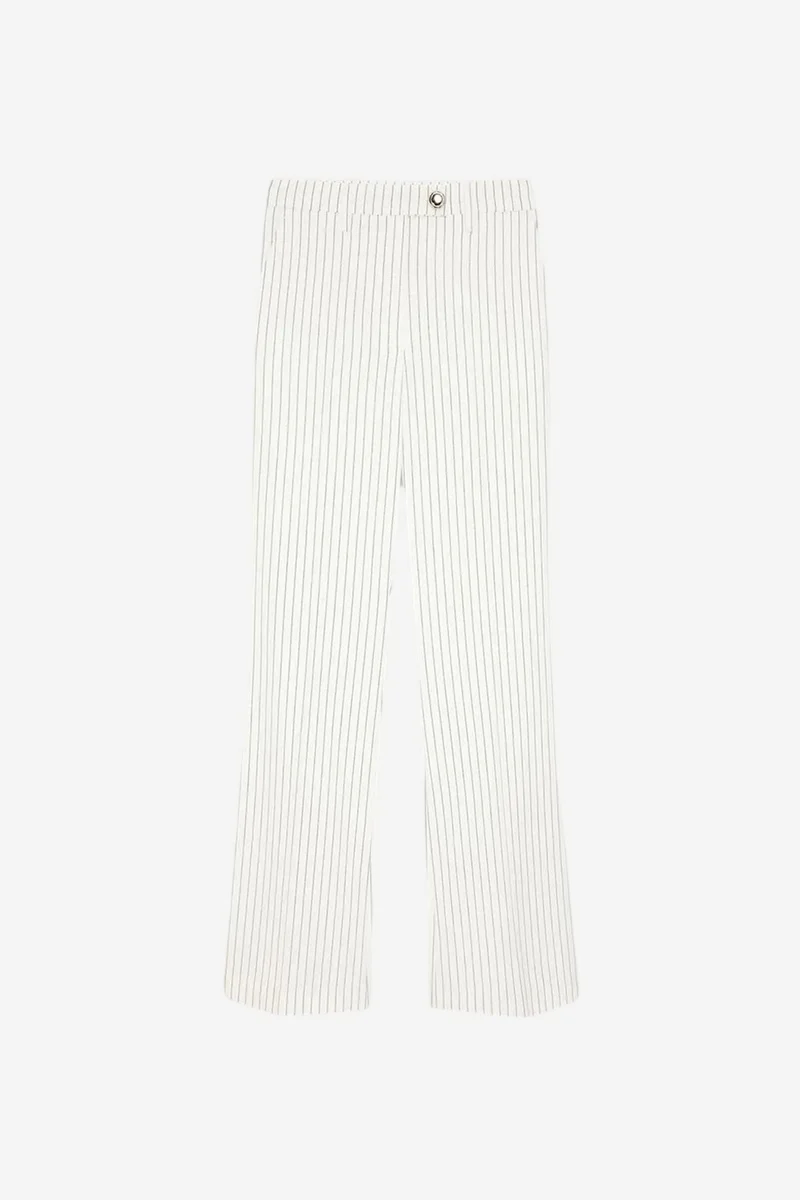 DILVIN Women’s Mid-Waist Wide-Leg Striped Trousers