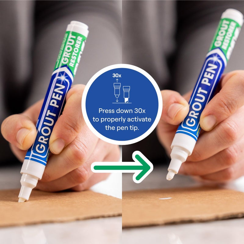 RAINBOW CHALK MARKERS LTD قلم الجراوت الأبيض لرسم البلاط: طلاء جراوت مقاوم للماء، ملون جراوت للبلاط وقلم مانع للتسرب - أبيض، طرف ضيق 5 مم (7 مل) - Image 3