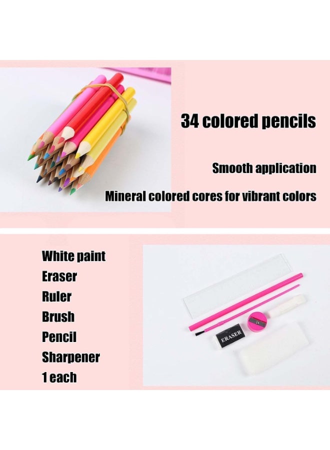 208-Piece Art Drawing Set Pink/Blue - Image 5