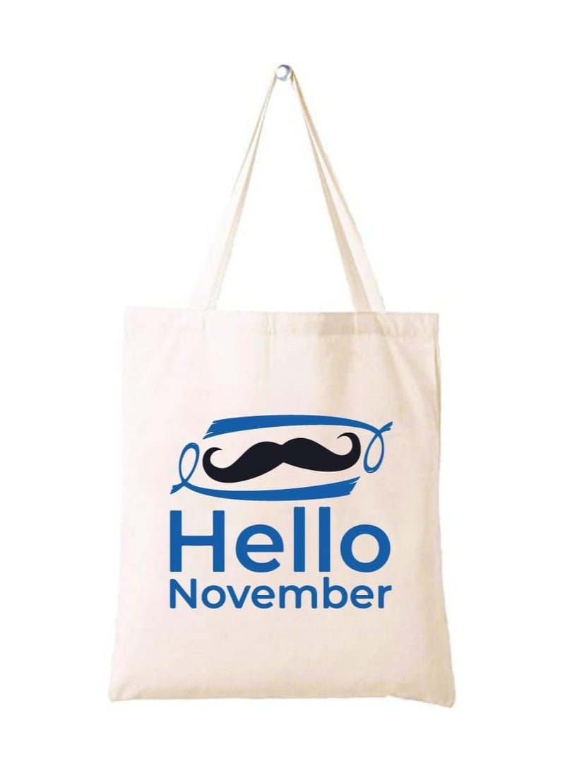 PRINTSHOP4ME Movember Awareness Cotton Jute Bag Eco-Friendly Tote For Supporting Men's Health Initiatives Ideal For Events,Fundraisers And Everyday Use Perfect For Supporting ProstateCancer Initiatives - Image 1