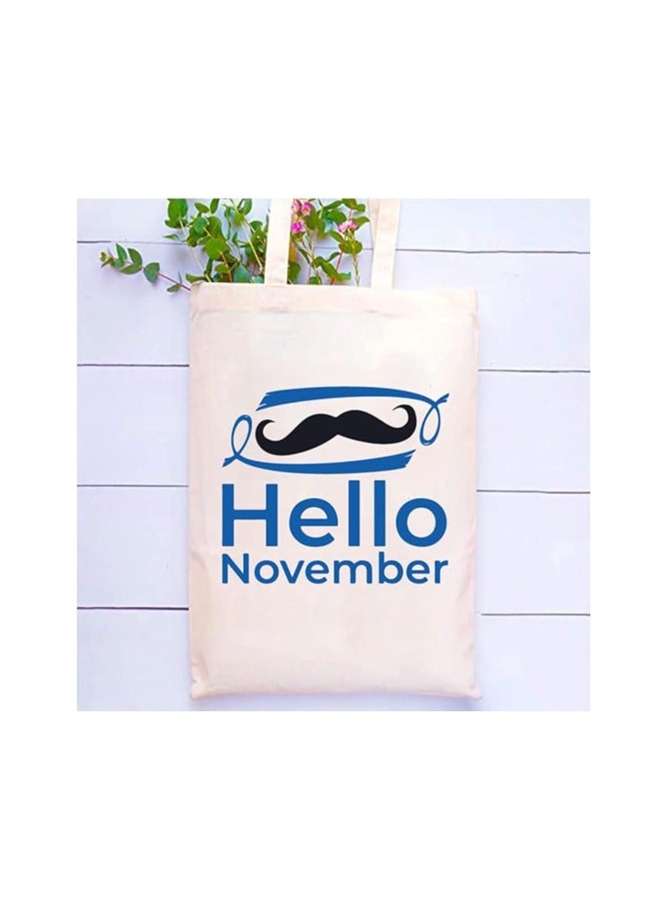 PRINTSHOP4ME Movember Awareness Cotton Jute Bag Eco-Friendly Tote For Supporting Men's Health Initiatives Ideal For Events,Fundraisers And Everyday Use Perfect For Supporting ProstateCancer Initiatives - Image 2