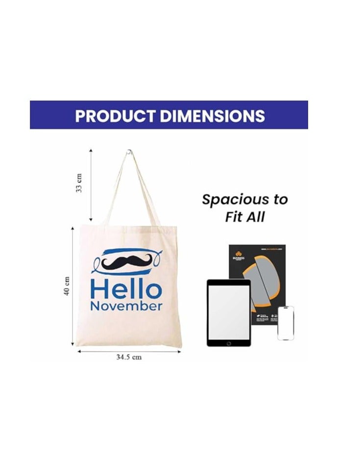 PRINTSHOP4ME Movember Awareness Cotton Jute Bag Eco-Friendly Tote For Supporting Men's Health Initiatives Ideal For Events,Fundraisers And Everyday Use Perfect For Supporting ProstateCancer Initiatives - Image 3