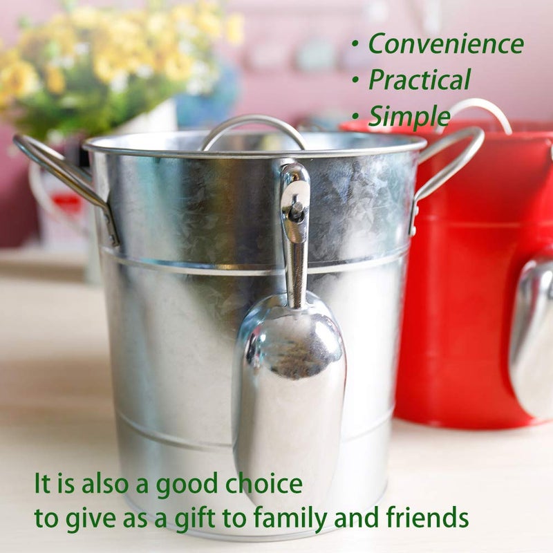 KL T586 4L Silver Metal Galvanized Double Walled Ice Bucket Set With Lid And Scoop - Image 4
