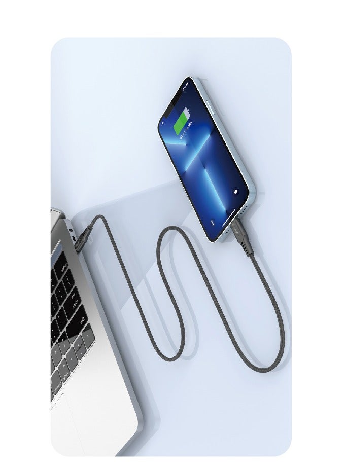 ليفور 1M نايلون مضفر USB C إلى كابل Lightning LC8411-أسود - Image 2