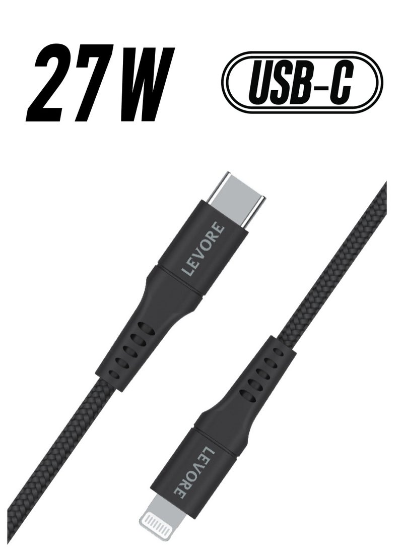 ليفور 1M نايلون مضفر USB C إلى كابل Lightning LC8411-أسود - Image 1