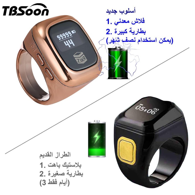 TBSoon Luxury Prayer Smart Ring - Islamic Muslim Tasbih With OLED Display, Long Battery Life, Time Watch, Prayer Counters - Fashionable Cool Daily Wear and, Black-20mm - Image 5