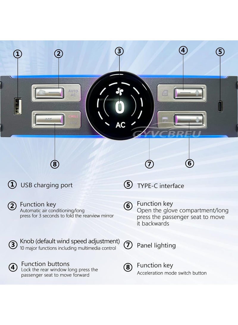 Vierex Center Control Expansion Dock Station For Tesla Model Y/3 21-23 LCD Intelligent Mode Music Adjustment Multi USB Type C Charger Port Physical Button Knob Controller Multifunctional Shortcut Key - Image 2