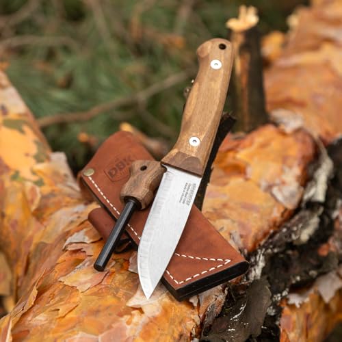 BPSKNIVES Bushmate 2.0 Designed by DBK - Bushcraft Knife - Fixed-Blade Carbon Steel Knife with Leather Sheath & Firestarter - Outdoor Full Tang Camping Survival Knives - Image 4