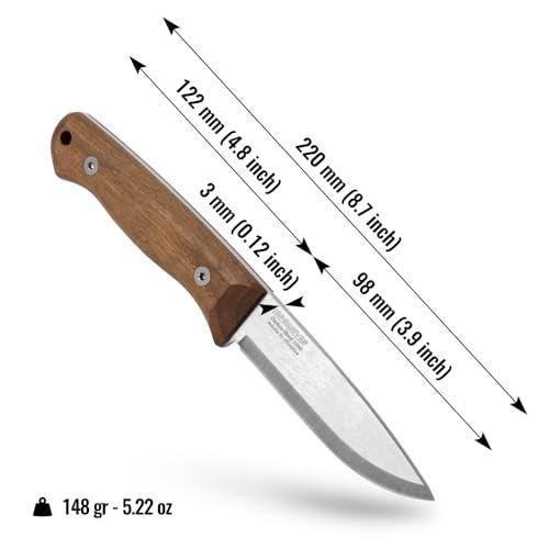 BPSKNIVES Bushmate 2.0 Designed by DBK - Bushcraft Knife - Fixed-Blade Carbon Steel Knife with Leather Sheath & Firestarter - Outdoor Full Tang Camping Survival Knives - Image 3