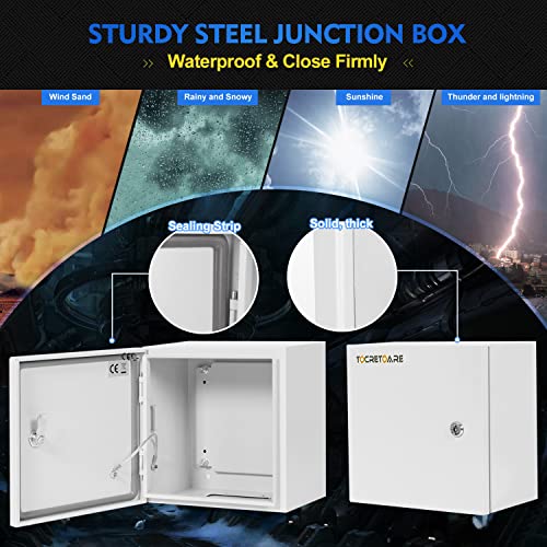 TOCRETOARE Outdoor Electrical Junction Box, 12 x 12 x8'' NEMA 4X Enclosure Box, Wall Mounted IP66 Waterproof & Dustproof Lockable Metal Junction Box - Image 4