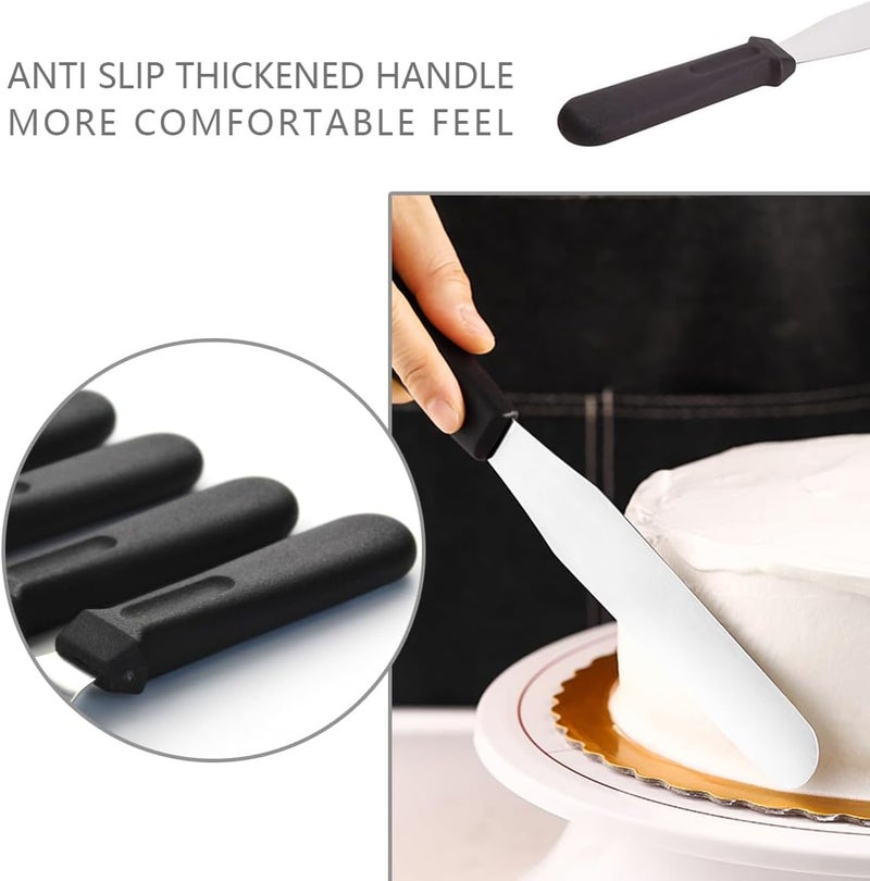 ICSTM Offset Spatula,Black Stainless Steel Offset Spatula (2 Pack,6in+8in,Straight) - Image 5