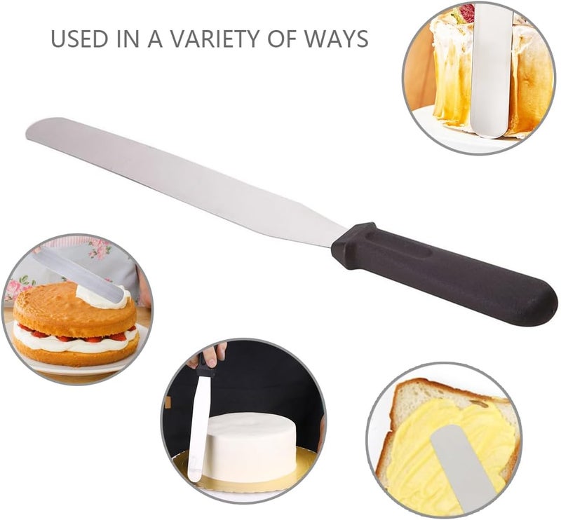 ICSTM Offset Spatula,Black Stainless Steel Offset Spatula (2 Pack,6in+8in,Straight) - Image 3
