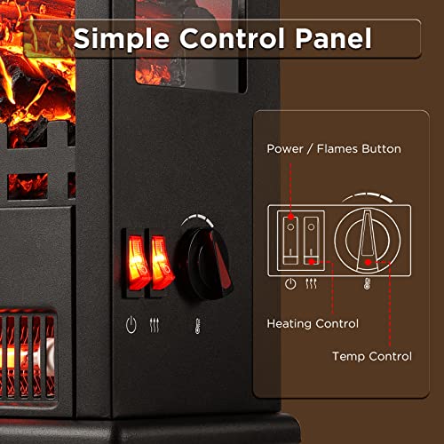 TURBRO Suburbs TS17Q Infrared Electric Fireplace Stove, 19" Freestanding Stove Heater with 3-Sided View, Realistic Flame, Overheating Protection, CSA Certified, for Small Spaces, Bedroom - 1500W - Image 5