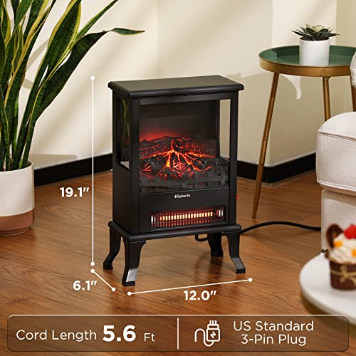 TURBRO Suburbs TS17Q Infrared Electric Fireplace Stove, 19" Freestanding Stove Heater with 3-Sided View, Realistic Flame, Overheating Protection, CSA Certified, for Small Spaces, Bedroom - 1500W - Image 4