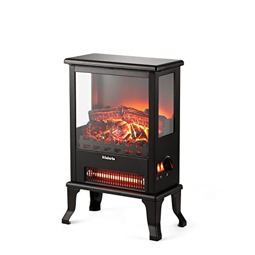 TURBRO Suburbs TS17Q Infrared Electric Fireplace Stove, 19" Freestanding Stove Heater with 3-Sided View, Realistic Flame, Overheating Protection, CSA Certified, for Small Spaces, Bedroom - 1500W - Image 1