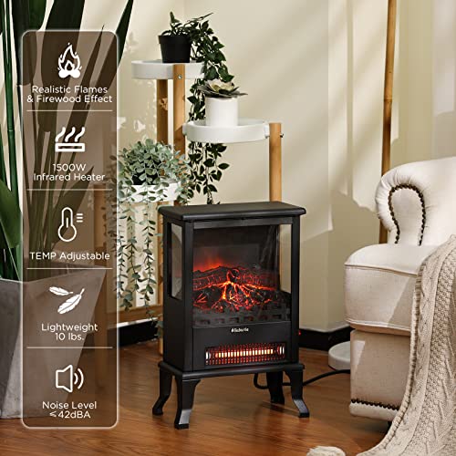 TURBRO Suburbs TS17Q Infrared Electric Fireplace Stove, 19" Freestanding Stove Heater with 3-Sided View, Realistic Flame, Overheating Protection, CSA Certified, for Small Spaces, Bedroom - 1500W - Image 2