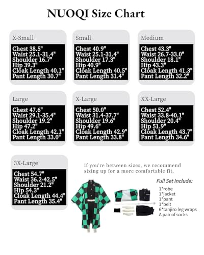 Nuoqi Tanjiro Cosplay Outfit Kamado Cosplay Costume Anime Robe Kimono Outfit Halloween Costume XS Green - Image 5