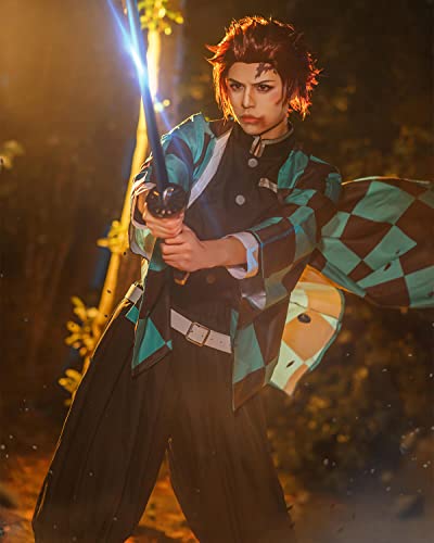 Nuoqi Tanjiro Cosplay Outfit Kamado Cosplay Costume Anime Robe Kimono Outfit Halloween Costume XS Green - Image 2