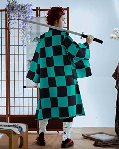 Nuoqi Tanjiro Cosplay Outfit Kamado Cosplay Costume Anime Robe Kimono Outfit Halloween Costume XS Green - Image 4