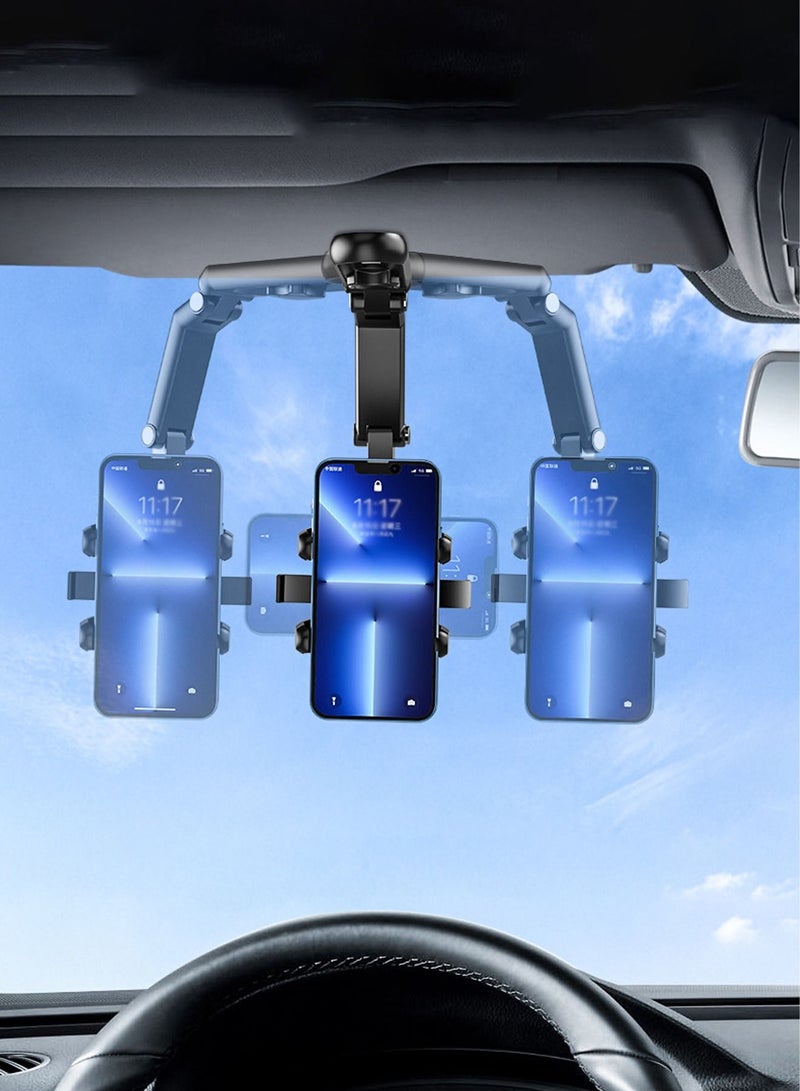 Car Phone Holder for Sun Visor, 1080° Rotatable Sun Visor Car Phone Mount Foldable Dashboard Phone Holder for Car, Universal Adjustable Spring Clip Car Cell Phone Stand for All Phone - Image 2