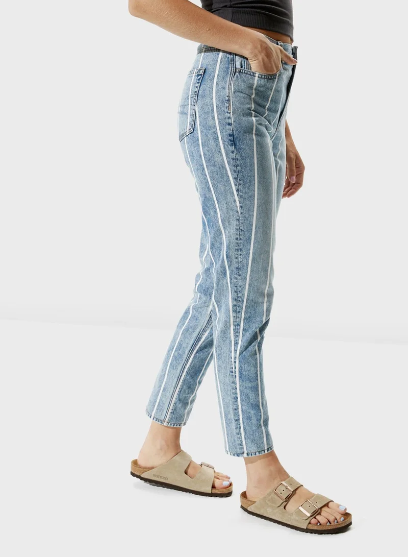 American Eagle Striped Mom Jeans