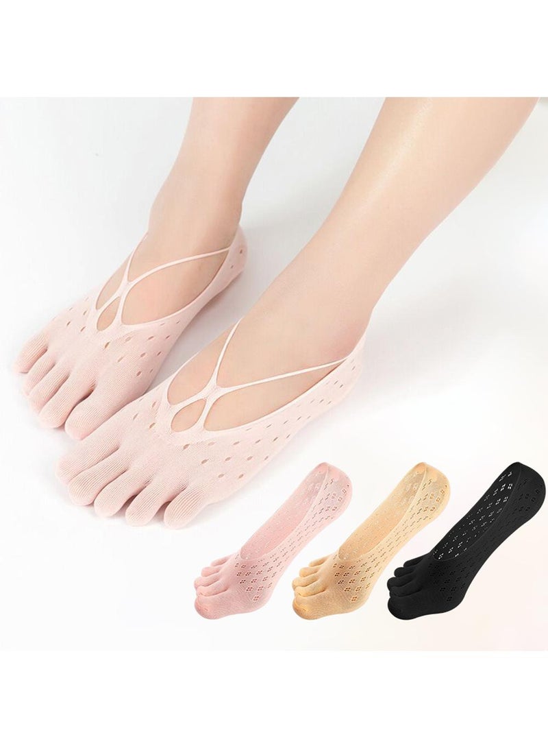 Sweet seven 3 أزواج من جوارب ضغط أصابع القدم للنساء - جوارب منخفضة للغاية غير مرئية مع شريط سيليكون - Image 1