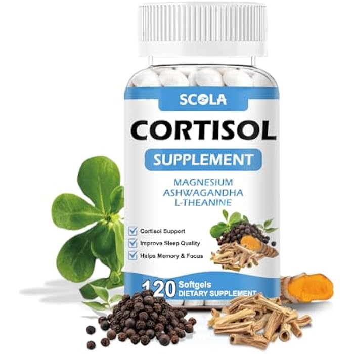 SCOLA Cortisol Supplement for Women and Men with Magnesium, Ashwagandha/L-Theanine, Cortisol Detox Manager, Cortisol Reducer Supports Relaxation & Calm, Mood, Sleep, 120 Count - Image 1