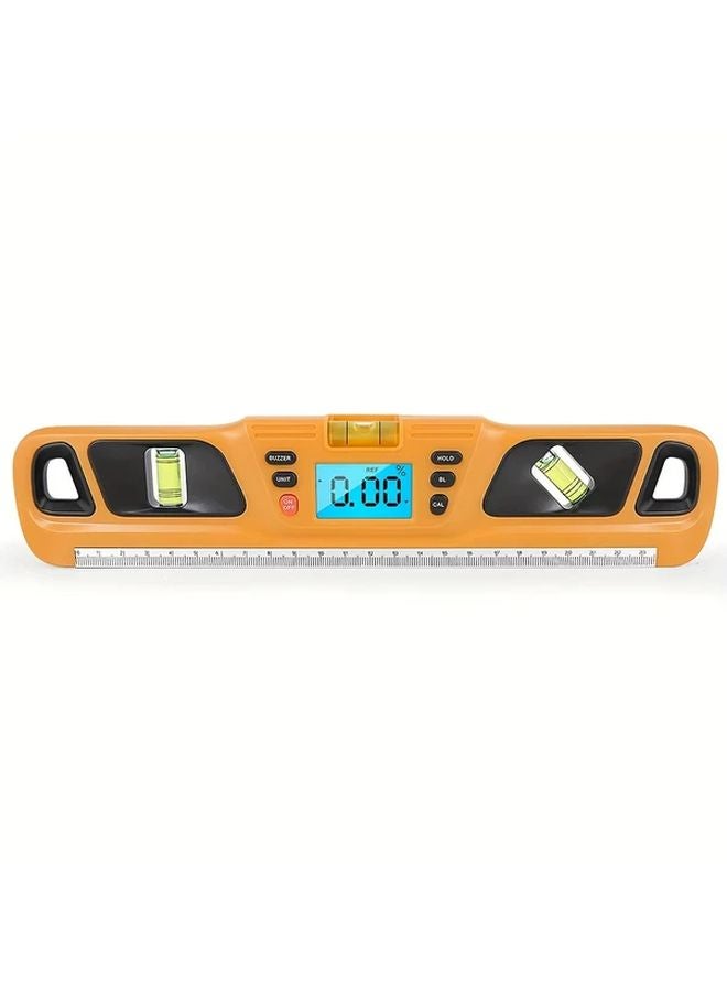 Yellow Digital Spirit Level 360 Degree Inclinometer Angle Finder Protractor - Image 1