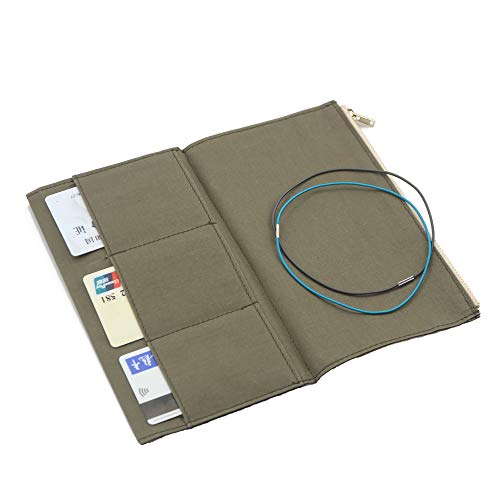 Dwpetzo Standard Travelers Notebook Wallet Insert Pocket with 2 Elastic Bands,1 Canvas Zipper Pouch Refill for TN Accessories Kit Card Holder Storage Bag File Folder Stationery - Image 1