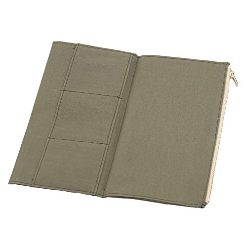 Dwpetzo Standard Travelers Notebook Wallet Insert Pocket with 2 Elastic Bands,1 Canvas Zipper Pouch Refill for TN Accessories Kit Card Holder Storage Bag File Folder Stationery - Image 3