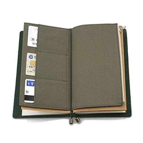 Dwpetzo Standard Travelers Notebook Wallet Insert Pocket with 2 Elastic Bands,1 Canvas Zipper Pouch Refill for TN Accessories Kit Card Holder Storage Bag File Folder Stationery - Image 2