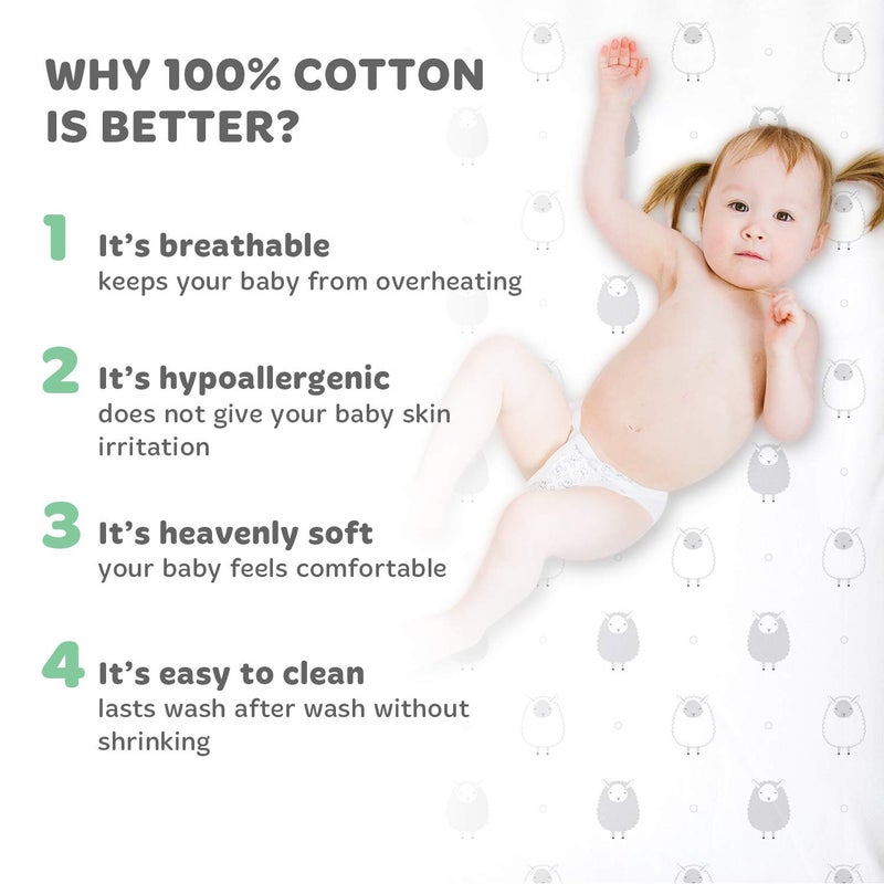 Cuddly Cubs Baby Cradle Sheets Fitted 18x36x2 - Compatible with Arms Reach Co Sleeper Cambria, Clear Vue, Mini Ezee,Bassinet - Pure Jersey Cotton - Breathable | Unisex - Image 4