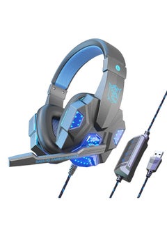 Black and blue USB glowing headphones